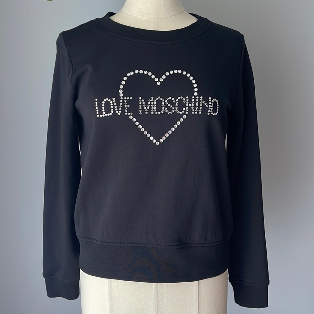 Love Moschino Crystals Studded Diamanté sweatshirt USA size 6 - Picture 1 of 5